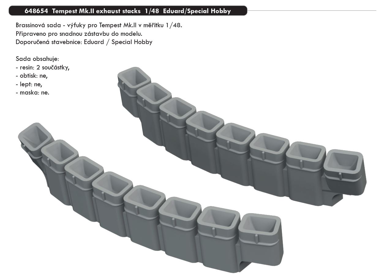 1/48 Tempest Mk.II exhaust stacks (EDUARD/SPECIAL HOBBY)