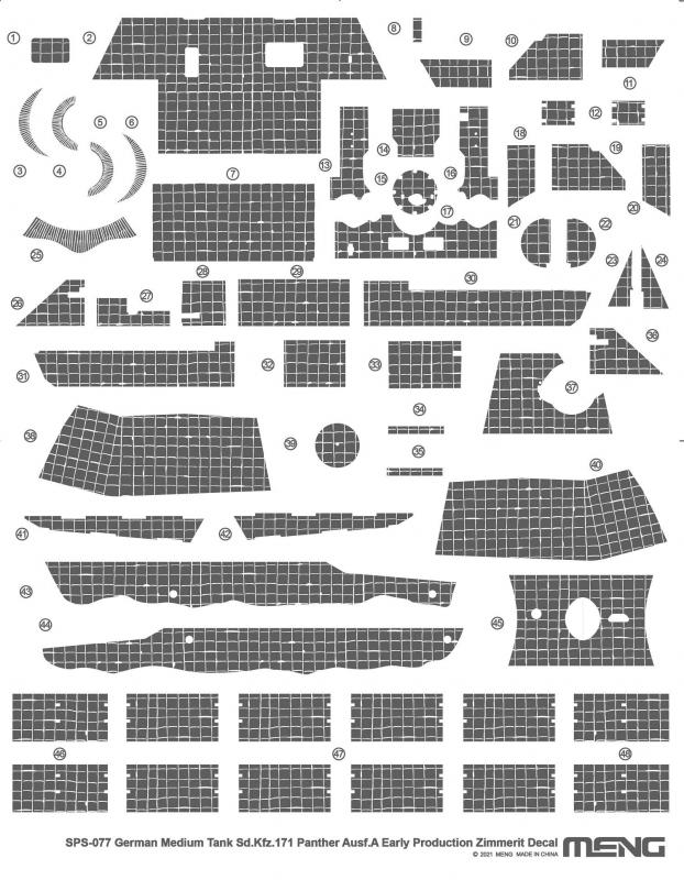 1/35 German Medium Tank Sd.Kfz.171 Panther Ausf.A Early Production Zimmerit Decal