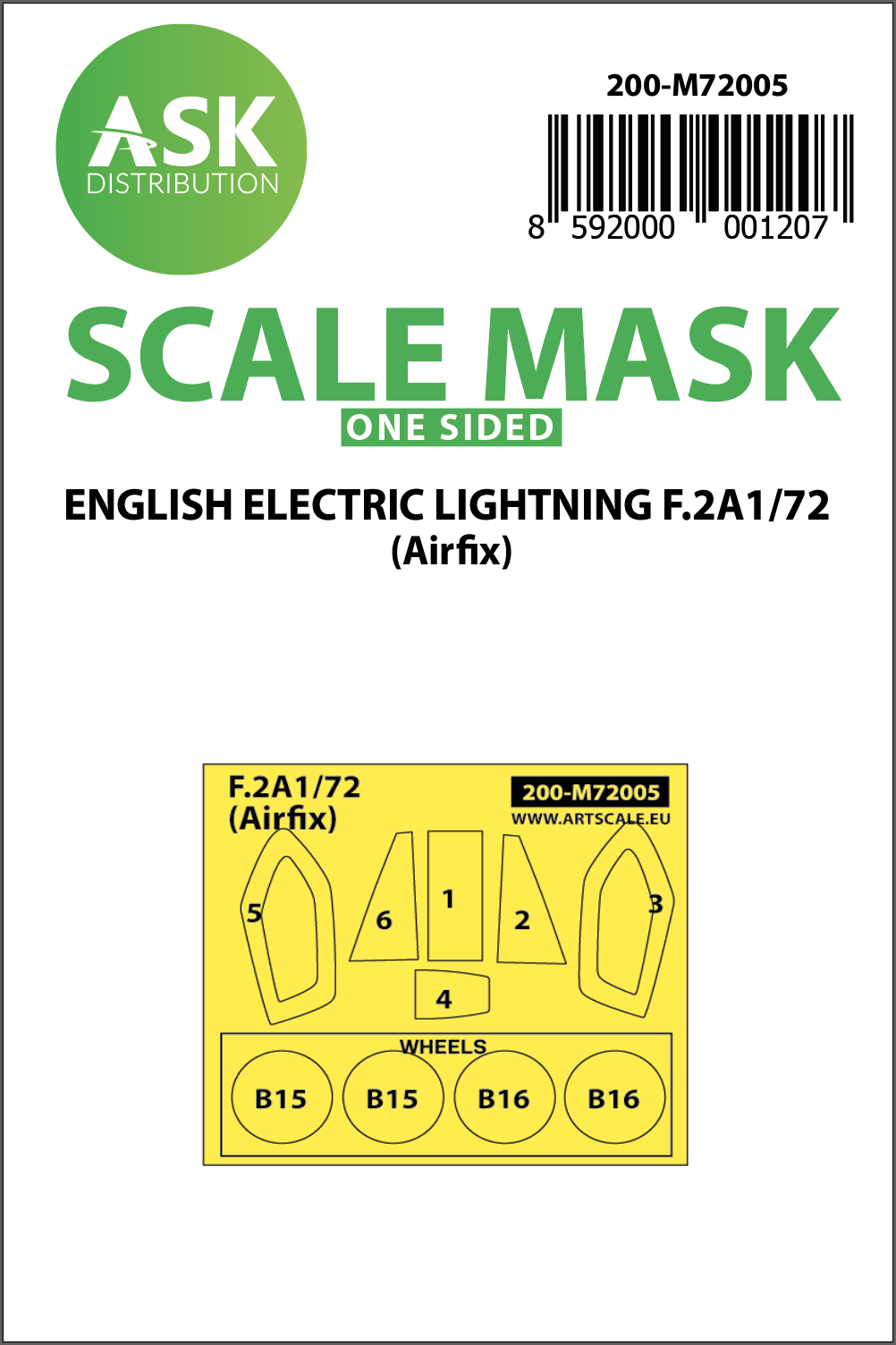 1/72 EE Lightning F.2A one-sided painting mask for Airfix