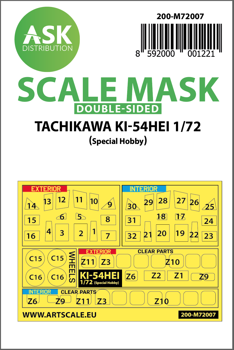 1/72 Tachikawa Ki-54HEI double-sided painting mask for Special Hobby