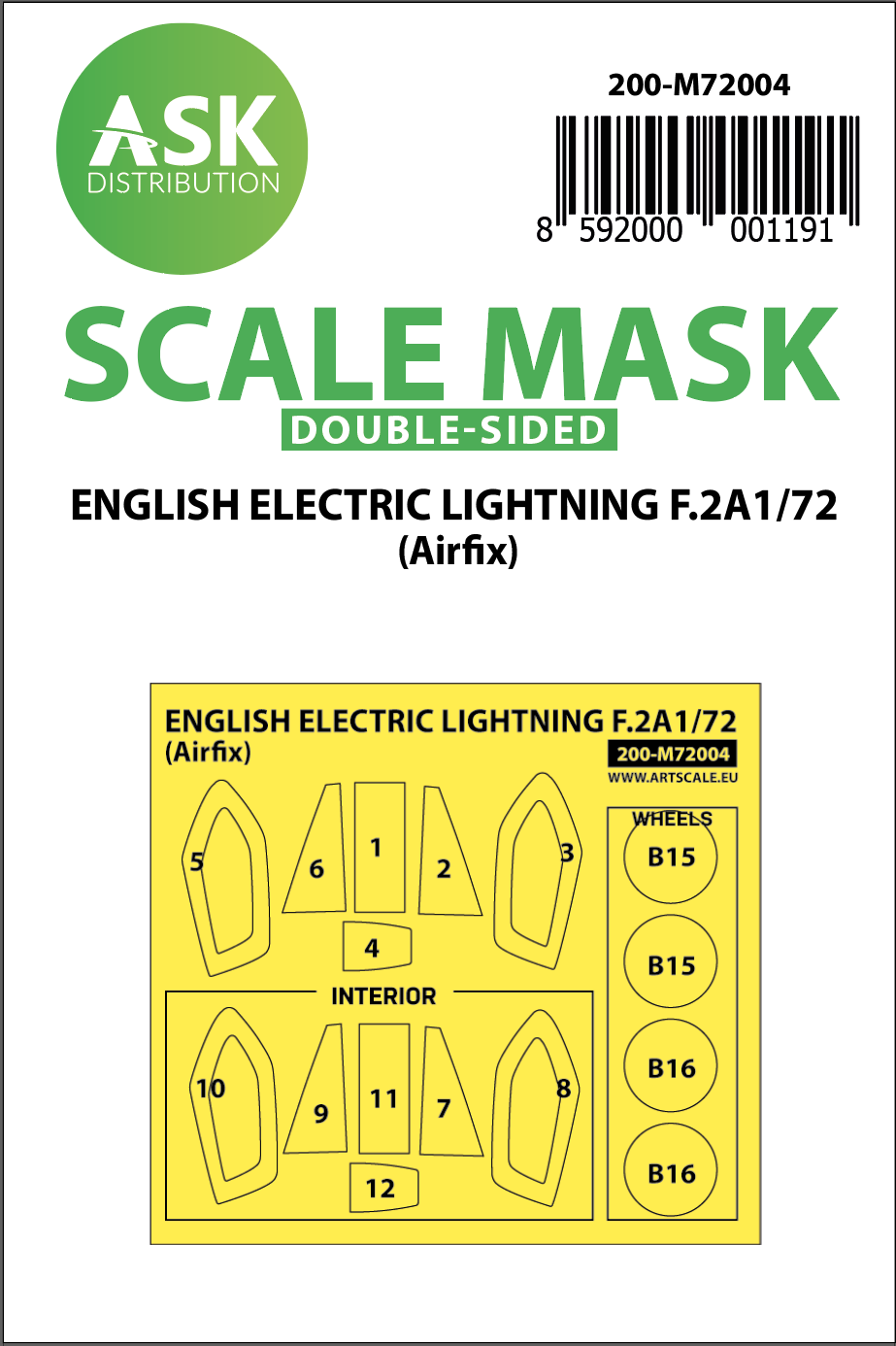 Fotografie 1/72 EE Lightning F.2A double-sided painting mask for Airfix