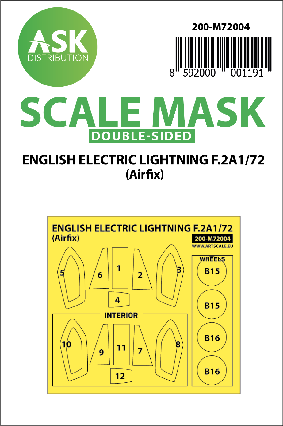 1/72 EE Lightning F.2A double-sided painting mask for Airfix