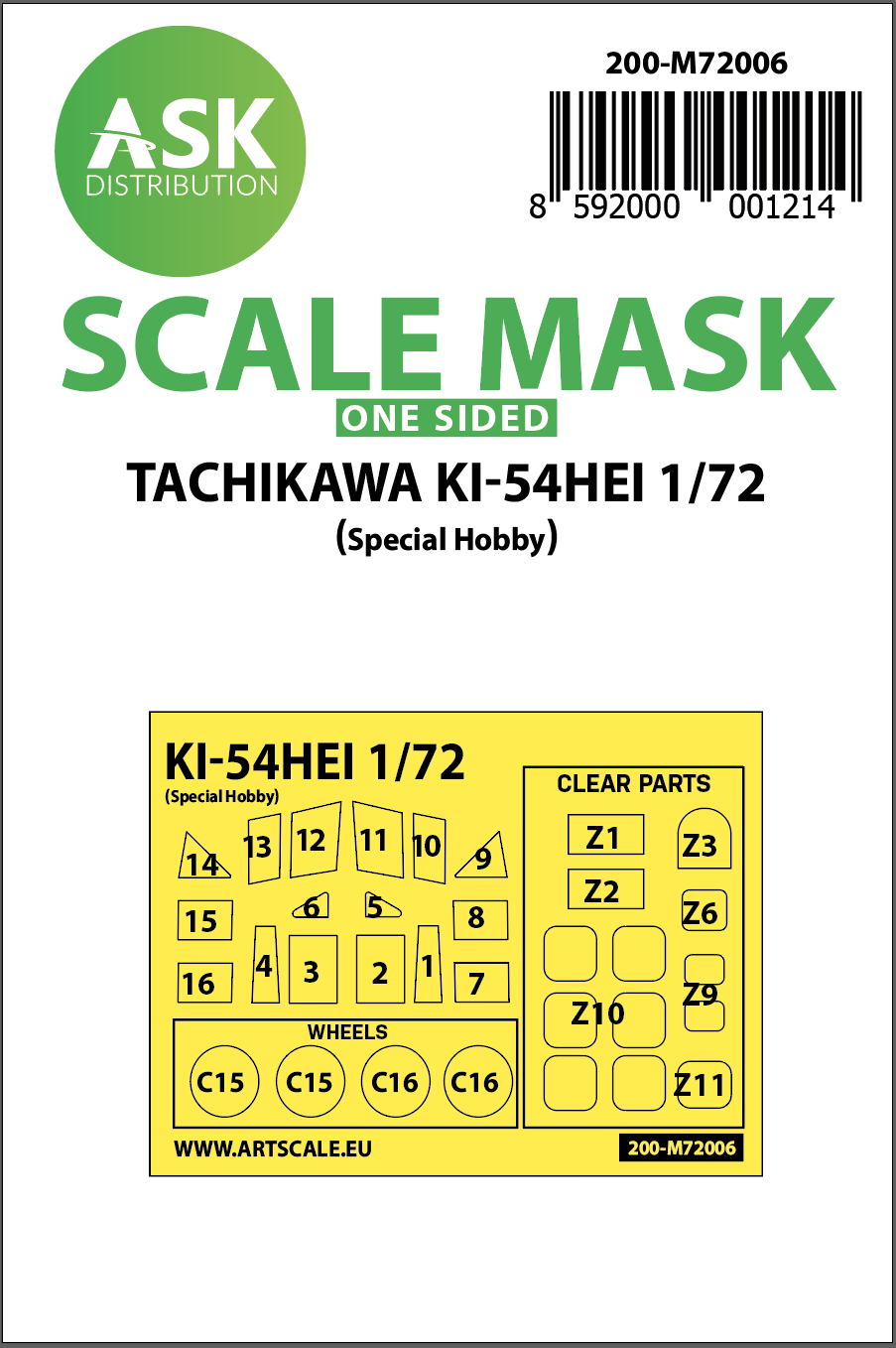 1/72 Tachikawa Ki-54HEI one-sided painting mask for Special Hobby