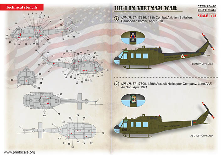 1/72 UH-1 in Vietnam War (wet decals)