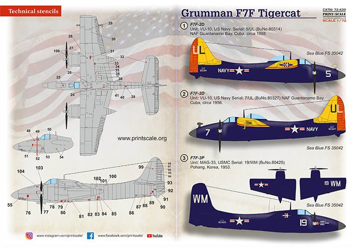 1/72 Grumman F7F Tigercat (wet decals)