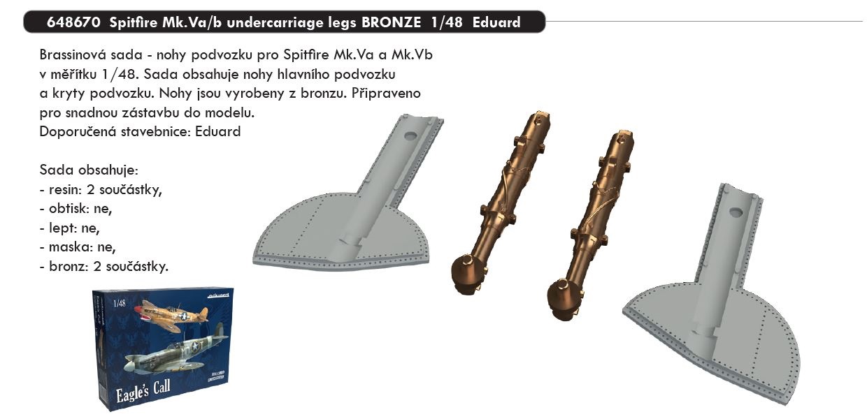 1/48 Spitfire Mk.Va/b undercarriage legs BRONZE (EDUARD)