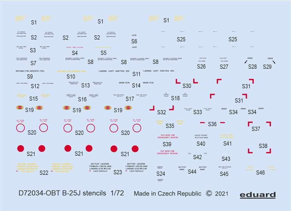 1/72 B-25J stencils (HASEGAWA/REVELL)