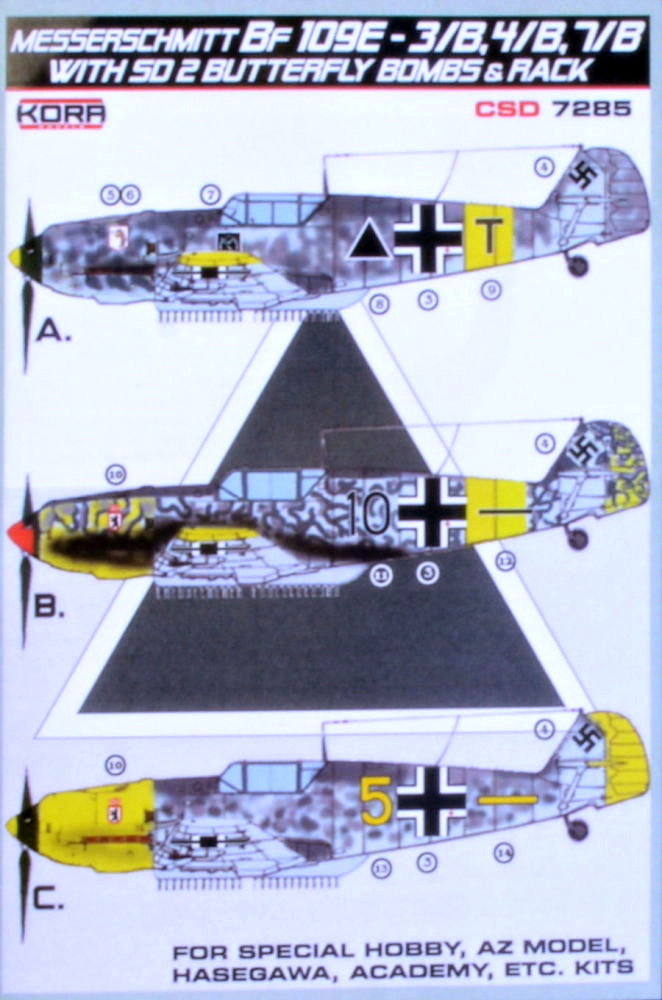 1/72 Bf 109E-3/B,4/B,7/B w/ SD 2 Butter.bombs & rack