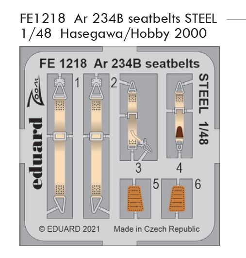 1/48 Ar 234B seatbelts STEEL (HASEGAWA/HOBBY 2000)