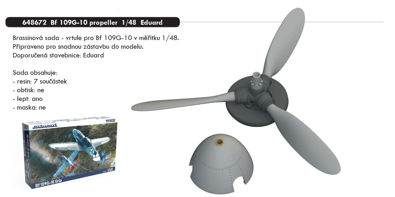 Fotografie 1/48 Bf 109G-10 propeller (EDUARD)