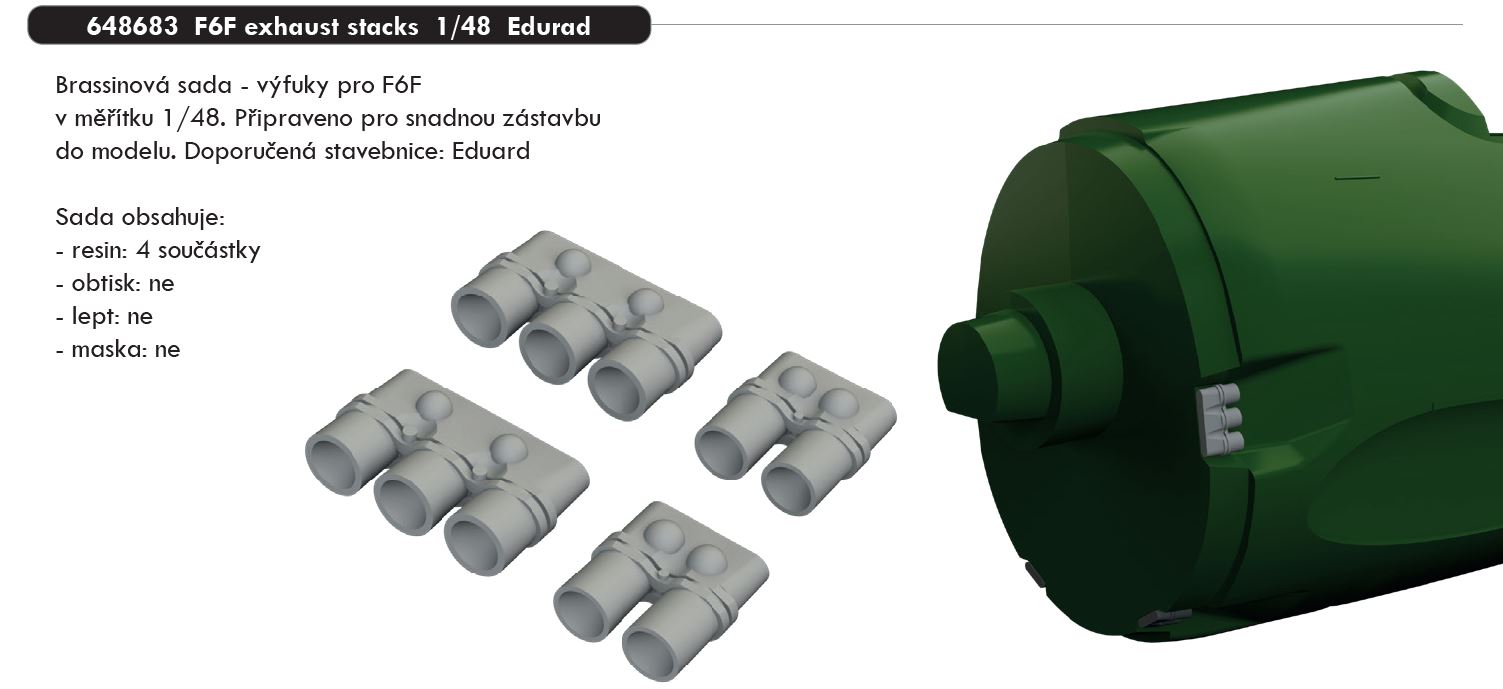 Fotografie 1/48 F6F exhaust stacks (EDUARD)