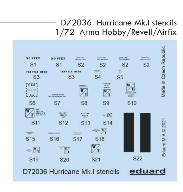 1/72 Hurricane Mk.I stencils (ARMA HOBBY/REVELL/AIRFIX)