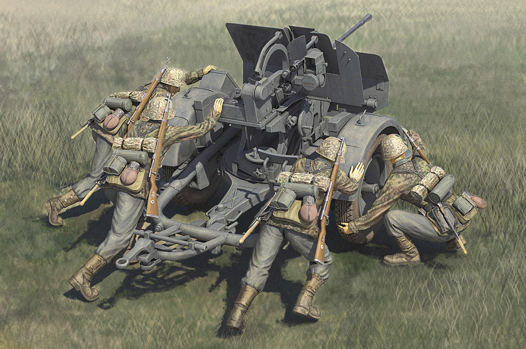 Fotografie 1/35 German 20mm Flak 38 early with waffen ss crews