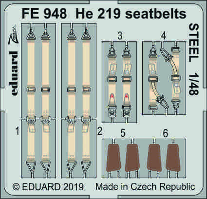 1/48 He 219 seatbelts STEEL (TAMIYA)