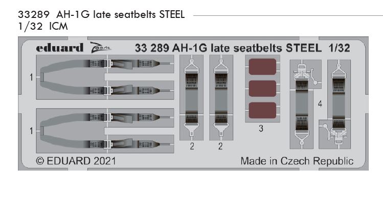 Fotografie 1/32 AH-1G late seatbelts STEEL (ICM)