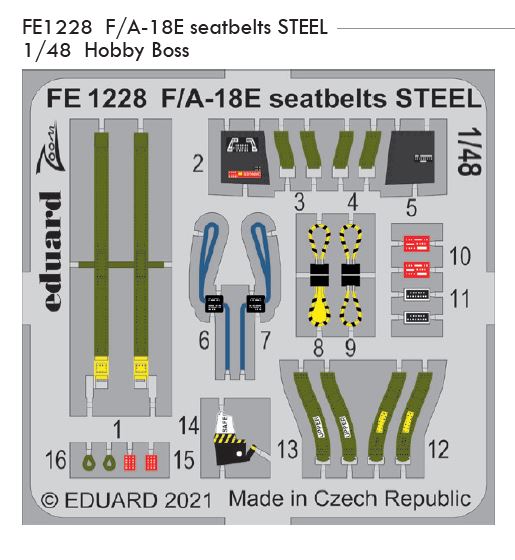 1/48 F/A-18E seatbelts STEEL (HOBBY BOSS)