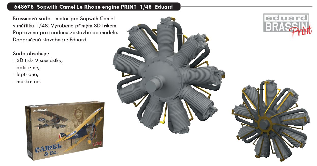 1/48 Sopwith Camel Le Rhone engine PRINT (EDUARD)