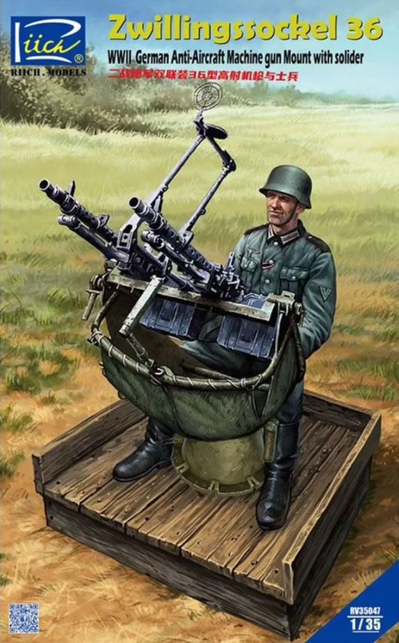Fotografie 1/35 WWII German Zwillingssockel 36 Anti-Aircraft MG Mount w.Solider (include PE&Decal)