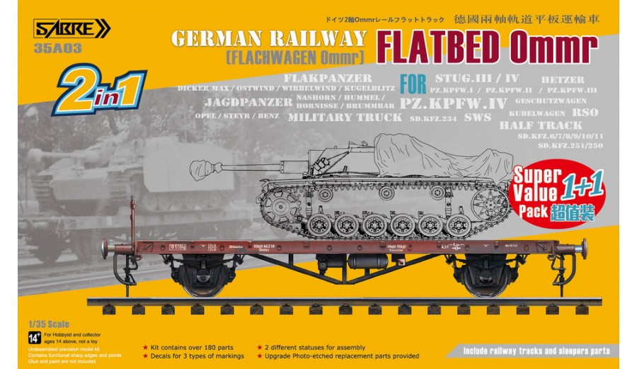 1/35 German Railway FLATBED Ommr (1+1) - Super Value Pack