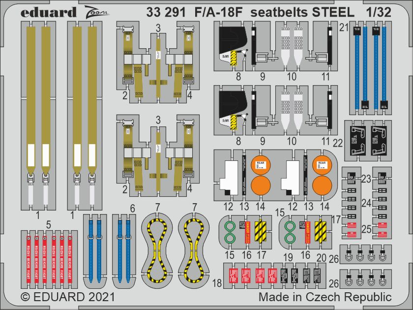 Fotografie 1/32 F/A-18F seatbelts STEEL (REVELL)
