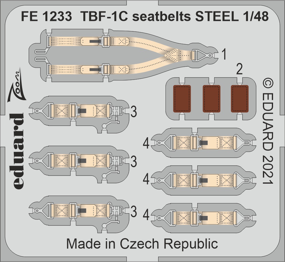 1/48 TBF-1C seatbelts STEEL (ACADEMY)