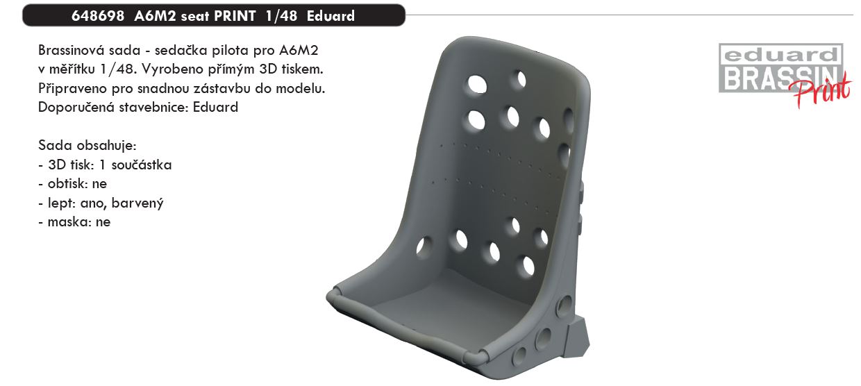 Fotografie 1/48 A6M2 seat PRINT (EDUARD)