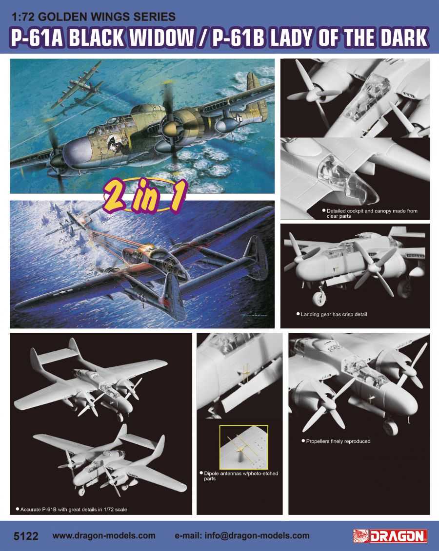 Model Kit letadlo 5122 - P-61A / P-61B (2 in 1) (1:72)