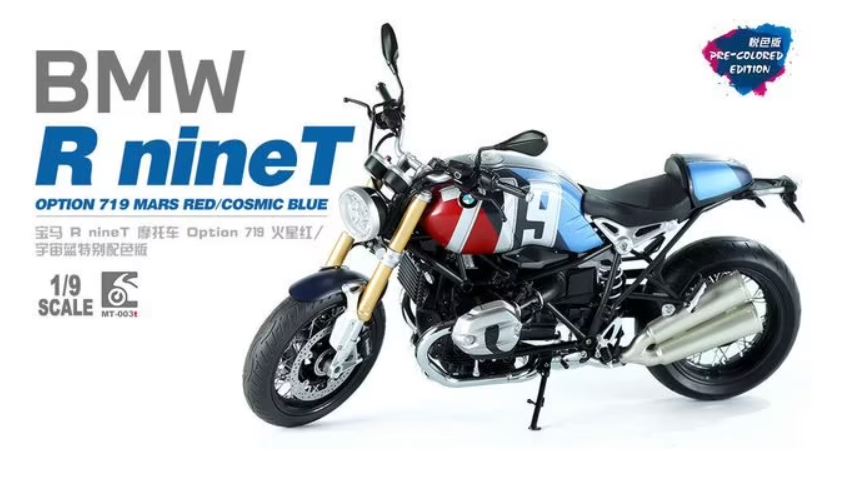1/9 BMW R nineT Option 719 Mars Red/CosmicBlue (Pre-colored Edition)