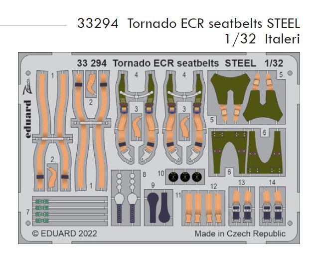 1/32 Tornado ECR seatbelts STEEL (ITALERI)