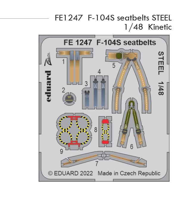 1/48 F-104S seatbelts STEEL (KINETIC)