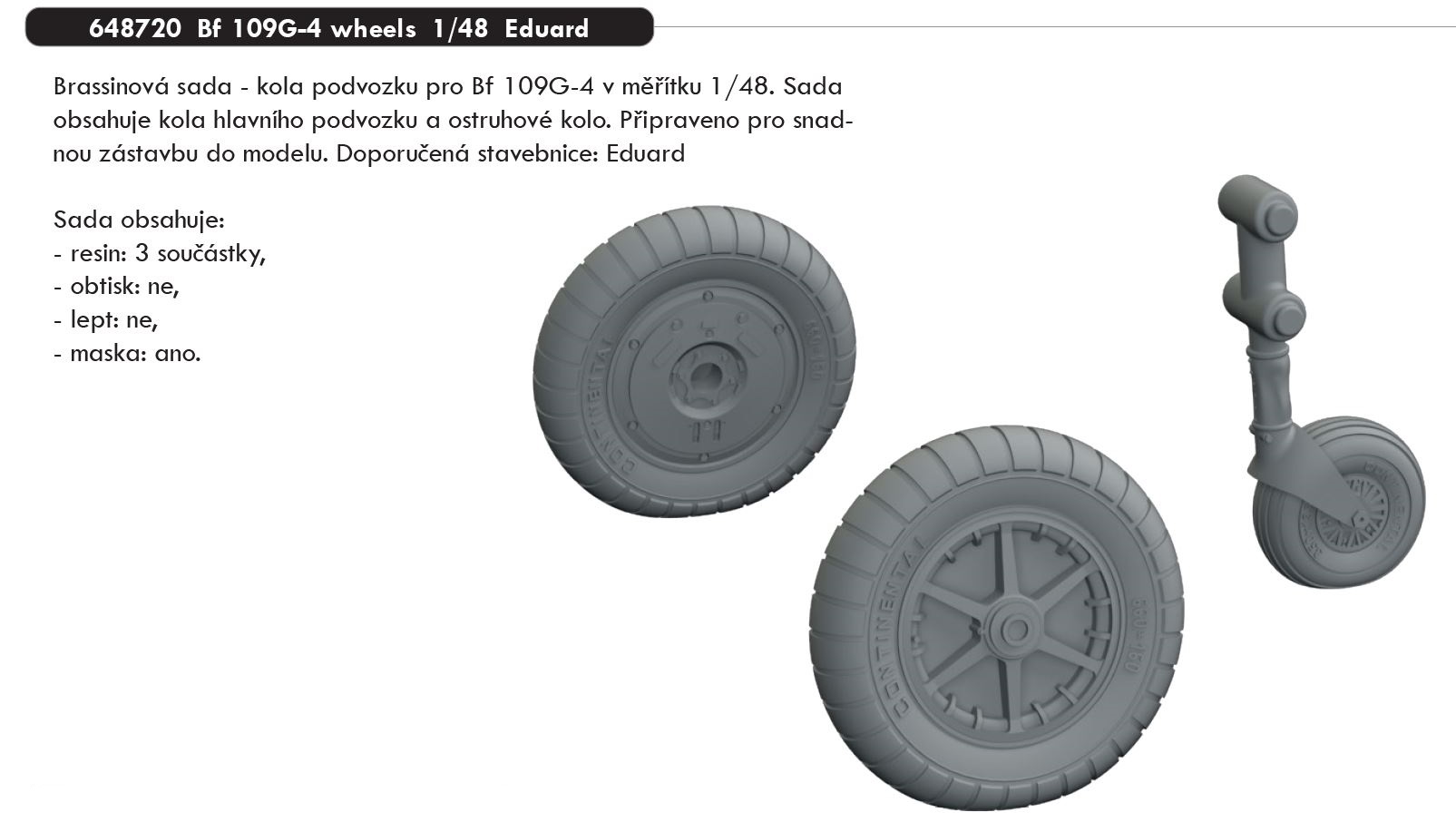 Fotografie 1/48 Bf 109G-4 wheels (EDUARD)