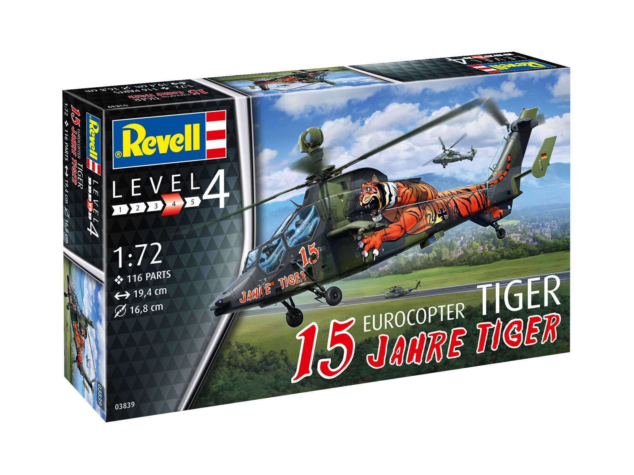 Fotografie ModelSet vrtulník 63839 - Eurocopter Tiger - "15 Years Tiger" (1:72) Revell