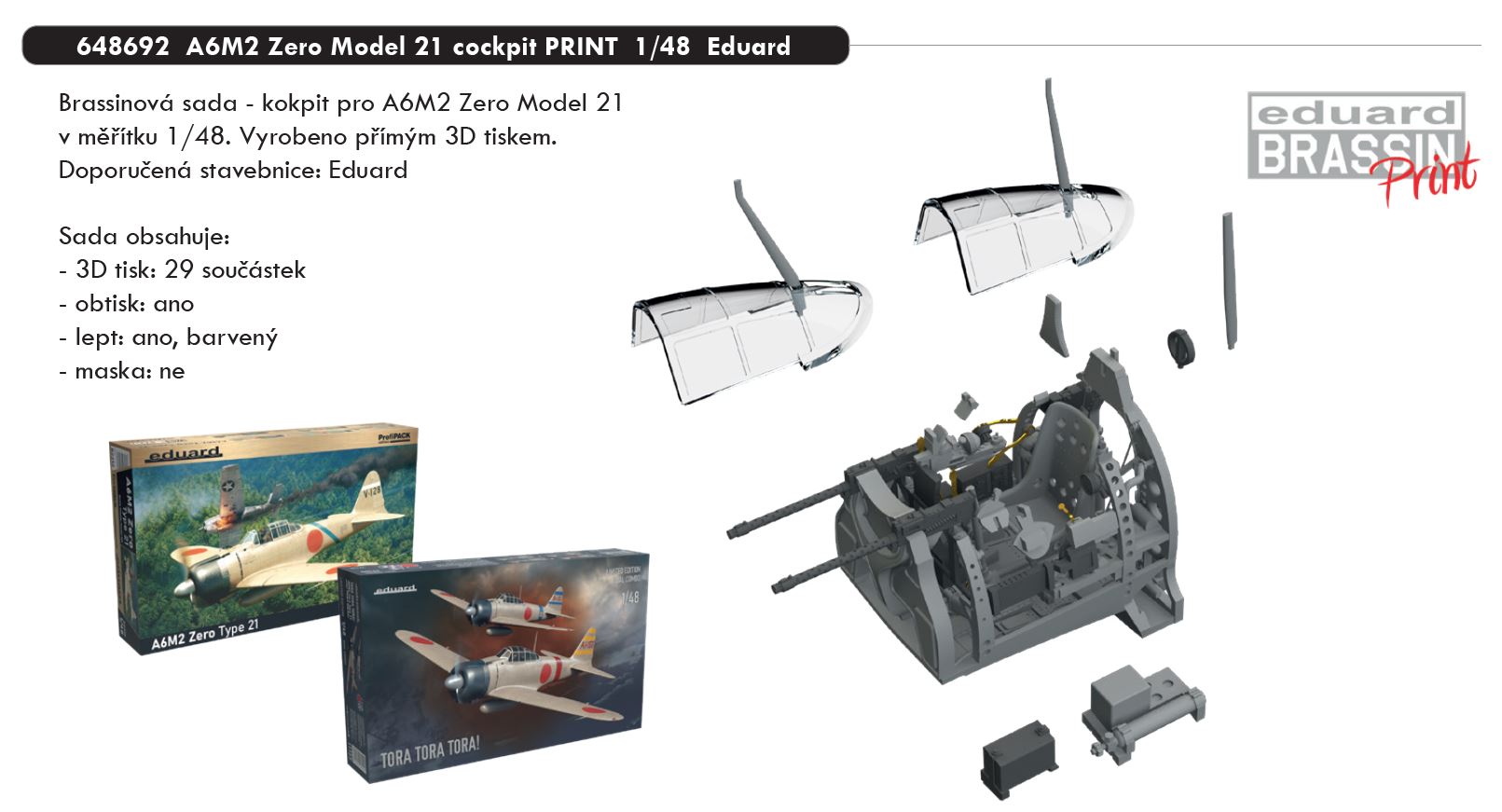 1/48 A6M2 Zero Model 21 cockpit PRINT (EDUARD)