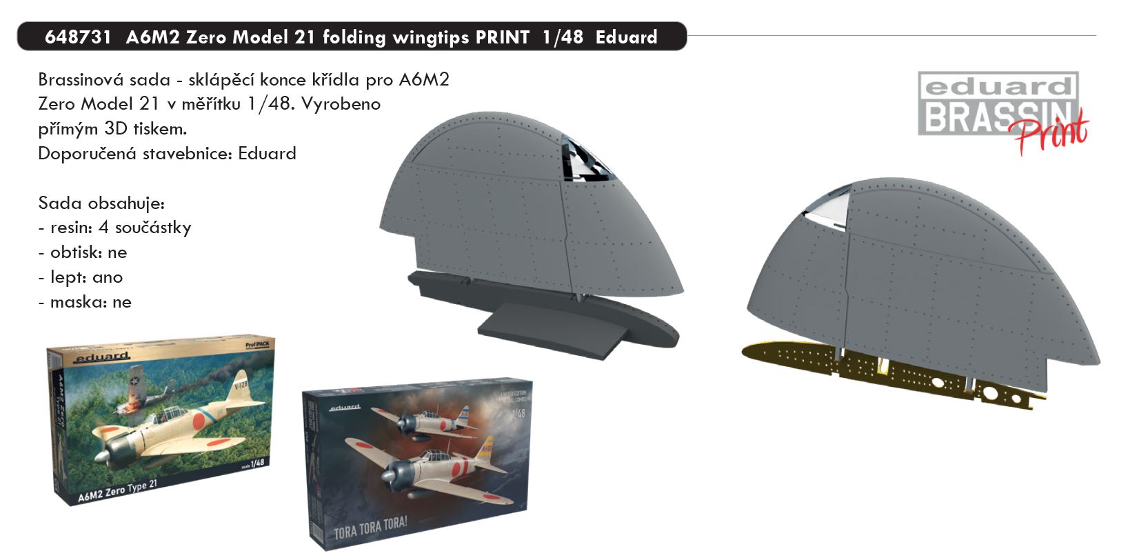 1/48 A6M2 Zero Model 21 folding wingtips PRINT (EDUARD)