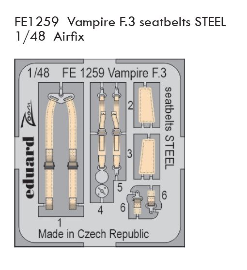 1/48 Vampire F.3 seatbelts STEEL (AIRFIX)