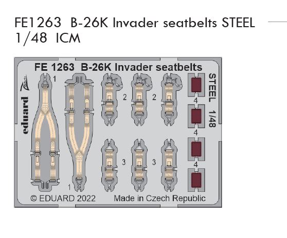 1/48 B-26K Invader seatbelts STEEL (ICM)