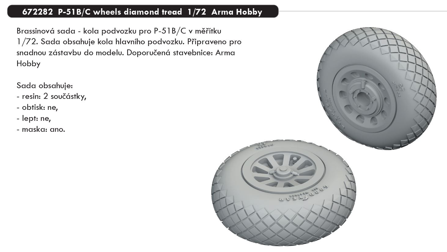 1/72 P-51B/C wheels diamond tread (ARMA HOBBY)
