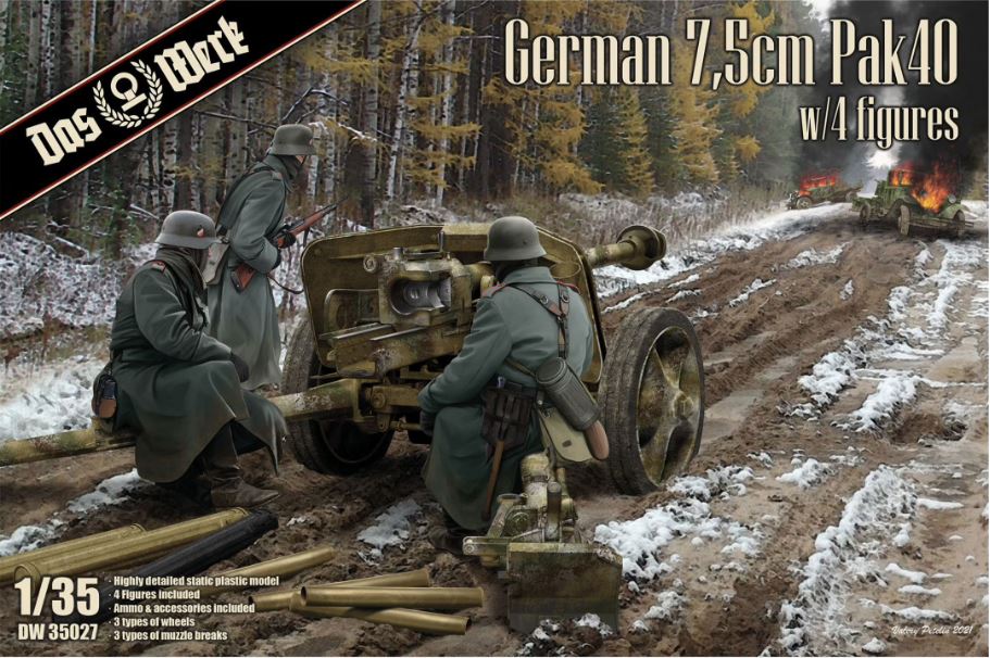 1/35 German 7,5cm Pak40 w/4 figures