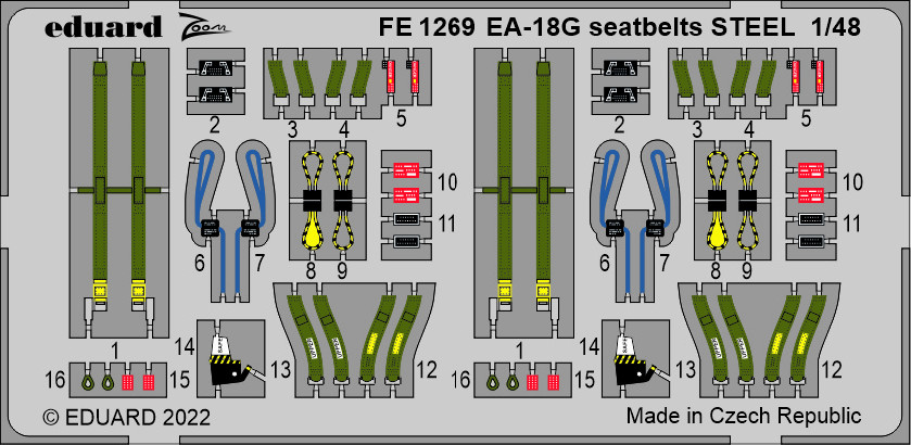 Fotografie 1/48 EA-18G seatbelts STEEL (HOBBY BOSS)