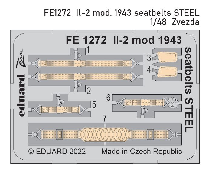 1/48 Il-2 mod. 1943 seatbelts STEEL (ZVEZDA)