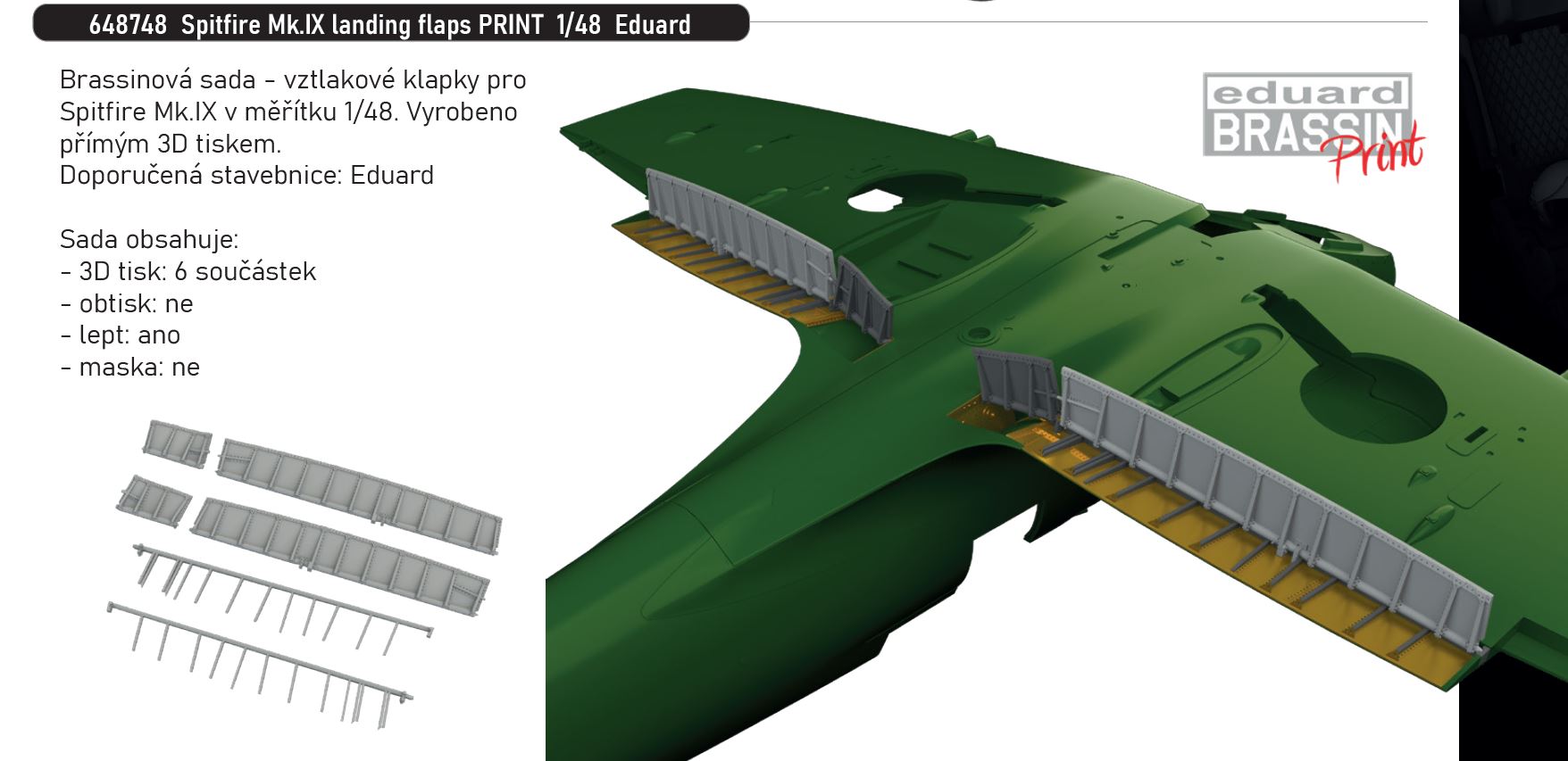 1/48 Spitfire Mk.IX landing flaps PRINT (EDUARD)