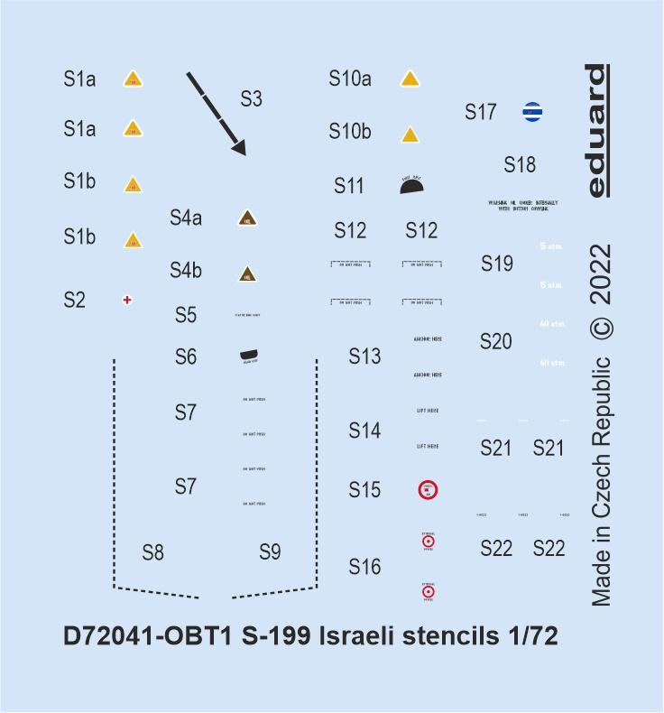 Fotografie 1/72 S-199 Israeli stencils (EDUARD)