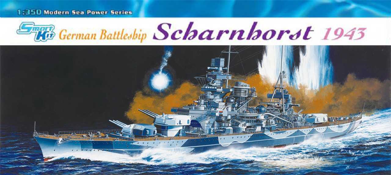 Model Kit loď 1040 - GERMAN BATTLESHIP SCHARNHORST 1943 (SMART KIT) (1:350)