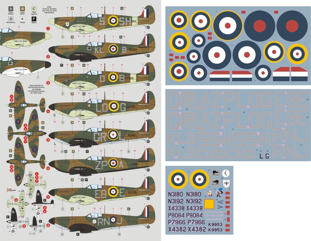 1/32 Spitfire Mk.I/II Aces (8x camo)