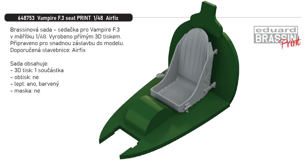 1/48 Vampire F.3 seat PRINT (AIRFIX)