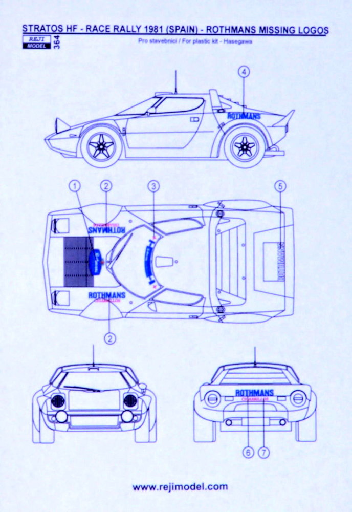 1/24 Stratos HF 'ROTHMANS' Race Rally 1981 (decal)