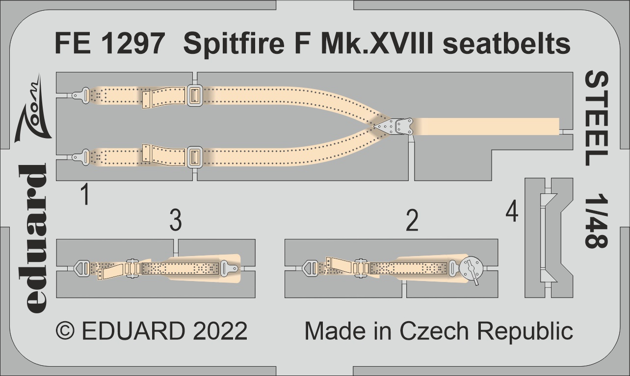 1/48 Spitfire F Mk.XVIII seatbelts STEEL (AIRFIX)