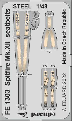 1/48 Spitfire Mk.XII seatbelts STEEL (AIRFIX)