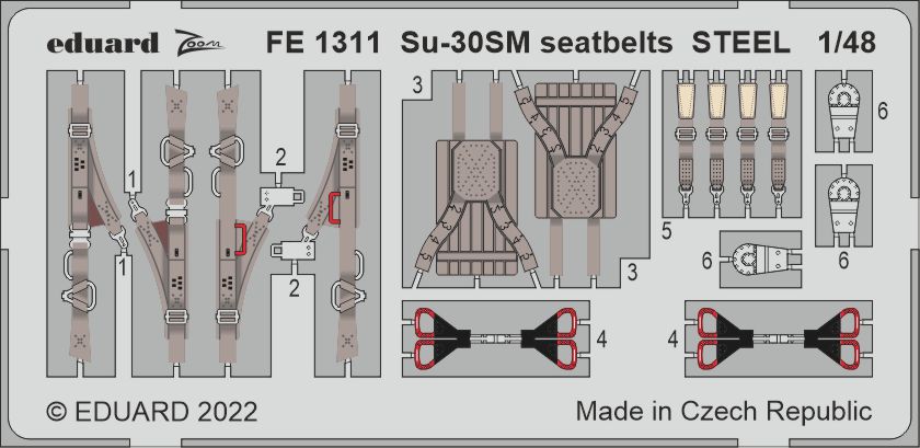 Fotografie 1/48 Su-30SM seatbelts STEEL (GREAT WALL HOBBY)
