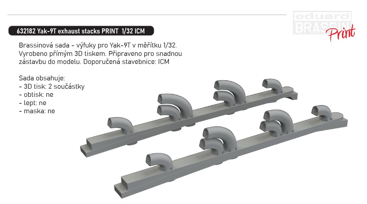 Fotografie 1/32 Yak-9T exhaust stacks PRINT (ICM)